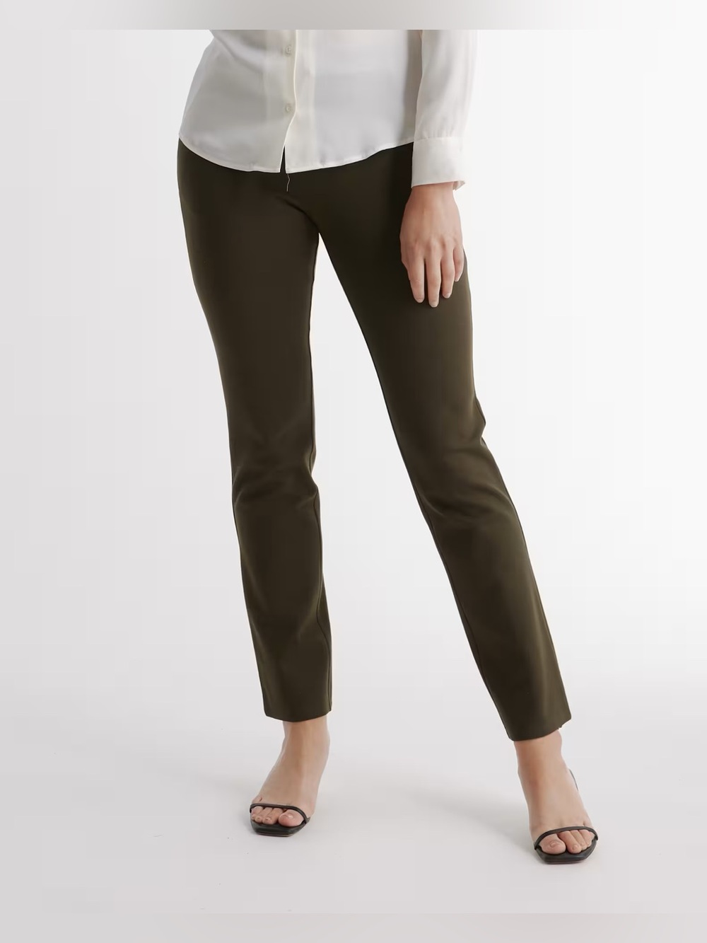 Quince Ultra-Stretch Ponte Straight Leg Pants Olive Green Medium Tall